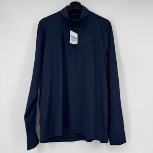 Nike Pro Dri-FIT Mens Navy Blue Quarter Zip Training Top DM5503-451 Size M NWT